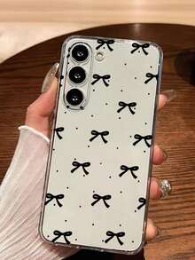 1pc Classic Black Polka Dot Bow Soft Phone Case Compatible With IPhone 17/17 Air/17 Pro/17 Pro Max, Honor, Redmi, Galaxy A04e/12/A13/A14/A34/A50/A52/A53/A54/S21/S22/S23/S24/S25/S25Ultra, 6A/7A/8A, 12T/13T - transparente - Ver 5