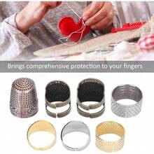 Juego De Dedal De Costura Vintage De Piezas, Latn De Costura Dedal Ajustable Protector De Punta De Los Dedos Para Bordado Manualidades Accesorios De Costura - inicial - Ver 2