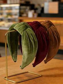 1条复古丝绒打结宽发带，纯色，优雅休闲简约女士发带，大号，时尚设计师款，女孩发饰，休闲发圈发带，女士发带，女士发饰，女士配饰