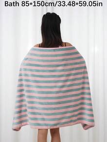 3/1pc Coral Fleece Absorbent Striped Bath Towel/Washcloth, Soft Quick-Dry Face Towel, Beach Towel, Super Absorbent Microfiber Suitable For Bathroom, Hotel, Gym, Travel, Gift, Salon, Sports, Outdoor, Beach, School, Back To School, Travel Accessories, Home Essentials, Towel, Skin Care