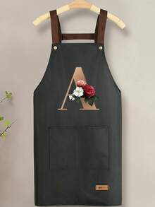 可调节肩带围裙,带实用口袋,可定制花卉和字母 A-Z 印花,男女通用,耐用围兜式肩带,颈部和腰部系带均可调节,大口袋,可水洗,防污,适用于厨房、美发师、园艺、厨师、美容学校、婚礼、派对等场合 - 优雅背景 - 彩色 - 查看 23
