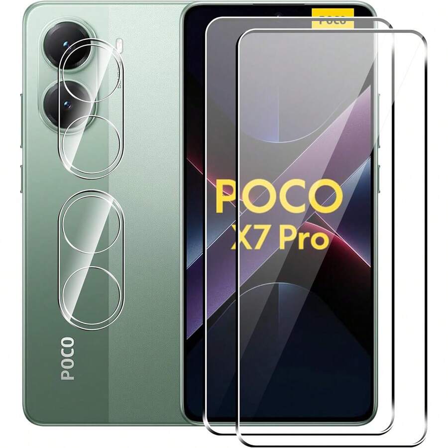 4片/套屏幕保护膜，兼容小米 Poco C85 4G/Poco X7 Pro/Poco F8 PRO/F8 Ultra，9H硬度钢化玻璃屏幕保护膜，高清透明防刮无气泡屏幕保护膜，3D高清透明摄像头镜头保护膜，日常防护、办公、家用手机屏幕保护膜，防水防震防摔防刮花。 - 無色 - 查看 1