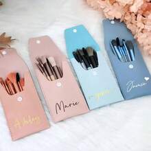 Customizable Travel Makeup Brush Set, Personalized Cosmetic Bag With Name Combination, Perfect Bridesmaid Gift, Ideal For Bachelorette Party, Thoughtful Gift For Girlfriend, Valentine's Day Gift, Wedding Guest Gift, Gift For Wife, Ideal Birthday Gift - One Size Fits All (text Style) - View 3