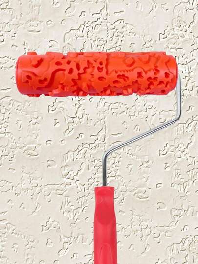 1pc Faux Wood Grain Pattern Painting Roller With Handle, DIY Texture Painting Roller For Walls, Home Decor Tool