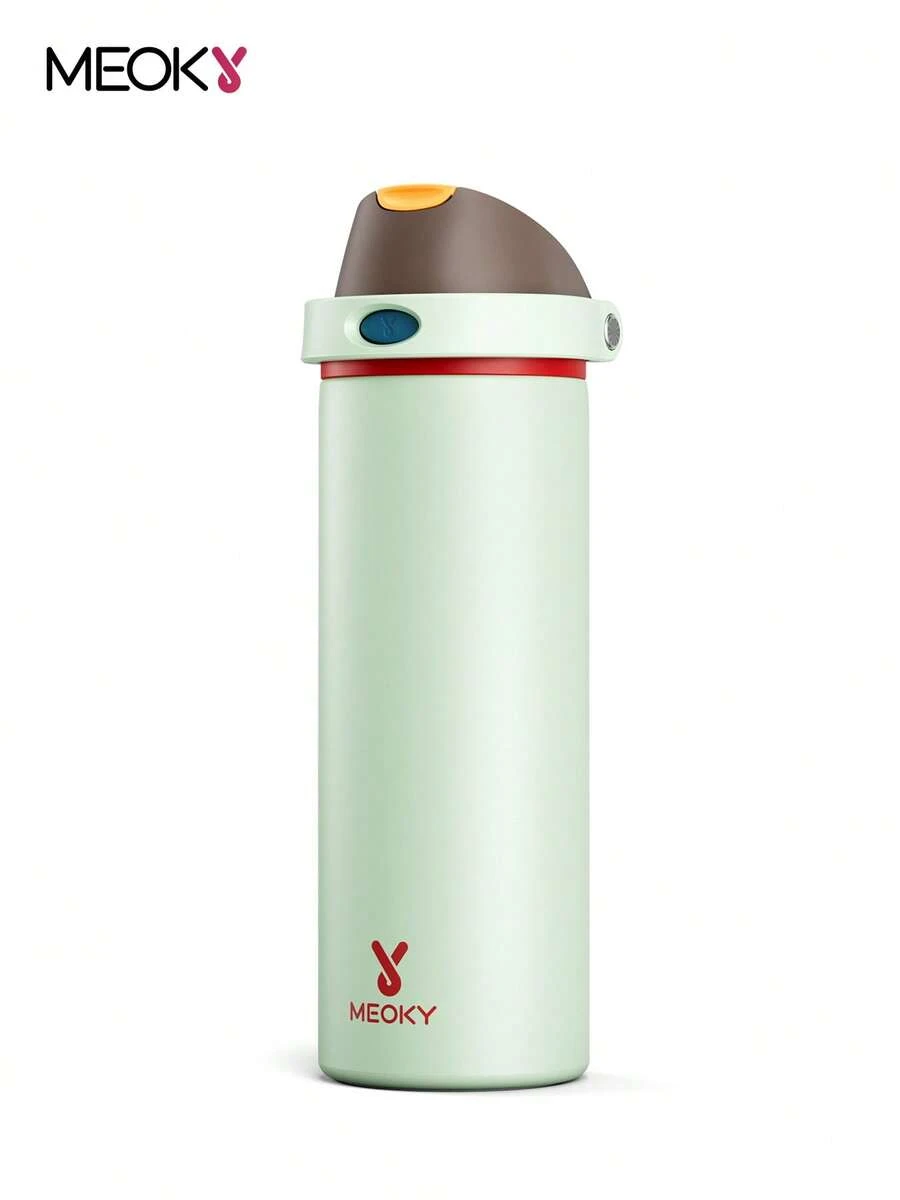 Meoky 24oz Vacuum Insulated Water Bottle with 2-in-1 Straw and Spout Lid, Insulated Cup, Keep Cold 24H, Leak-Proof, Fits in Car Cup Holder, Stainless Steel Tumbler for Sports, Travel, and School - 綠褐色 - 查看 1