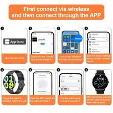 智能手表，配备2.01英寸大屏幕、无线5.3系统、200mAh大容量电池，兼容安卓智能手机，支持无线通话、睡眠追踪、计步器等功能——男女皆宜——理想的圣诞礼物 - 彩色 - 查看 3