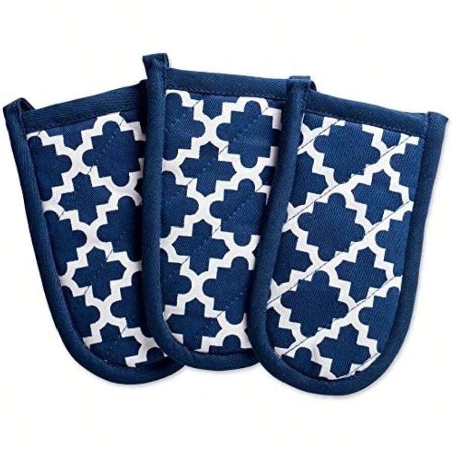 DII Cotton Lattice Dish Towels with Loop, 18 X 28" Set of 2, Fast Dry Kitchen Tea Towels for Everyday Cooking and Baking-(Nautical Blue Mango de cacerola) - Multicolor - Ver 1