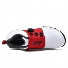 Men's Golf Shoes With Rotary Buckle Lace-Up, Anti-Slip Rubber Sole, Professional Golf Match & Training Shoes - White - View 8