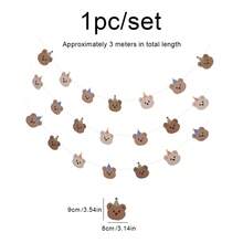 1 Set/1pc Vintage Teddy Bear Pennant Flags For Children's Birthday Party Decoration