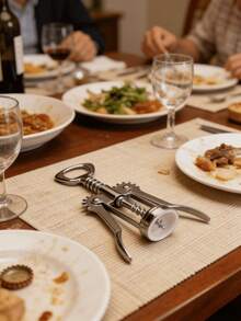 “多功能葡萄酒开瓶器 - 便携式不锈钢螺旋开瓶器，适用于家庭晚餐、野餐和派对，葡萄酒爱好者易于使用” - 銀色 - 查看 4