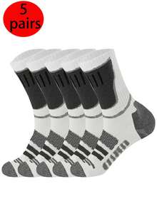 10/5/1 Pares de Meias Esportivas Crew para Homens, Adequadas para Homens e Mulheres em Corrida, Fitness, Basquete, Caminhada, Ciclismo, Esportes ao Ar Livre, Confortáveis, Respiráveis, Duráveis, Meias Esportivas Crew Neutras Antiderrapantes e Absorventes de Choque - Multicolorido - Visão 20