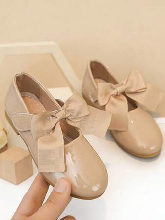 Zapatos de charol tipo Mary Jane con moño, para uso diario de niñas