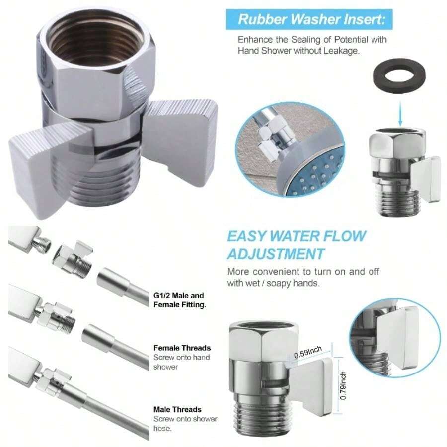 Brass Shut Off, Shower Flow Control, G1/2 Shower Pressure Regulator, Flow Control Valves Handheld Shower, - inicial - Ver 1