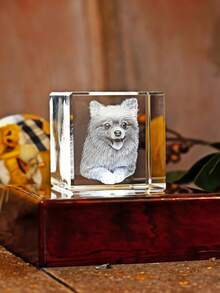 Customized Pet Memorial Crystal Cube, Pet Memorial Gift, Condolence And Mourning For Deceased Loved Ones, Pet Portrait, Personalized Pet Memorial Gift, Condolence Gift For Deceased Pets, Customized Laser Engraved Glass Desktop Decor, Multi-Functional, Colorful, Modern & Fashionable, Customized, Personalized, Unique, Ideal Gift For Him, Suitable For Anniversary, Valentine''s Day - Multicolor - View 11