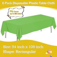 Lime Green 6 Pack Plastic Table Cloth 54\ X 108\, Disposable Tablecloths Rectangle Table Cover, Plastic Tablecloths For Parties,Rectangle,LimeGreen - 萊姆綠 - 查看 3