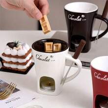 1 Set Ceramic Chocolate Melting Pot. It Can Be Used To Melt Chocolate, Cheese, And Other Ingredients. It Is A Great Companion For Travel, Gatherings, And Picnics, And Has A Beautiful Appearance. (E.G., Thanksgiving, Valentine's Day, Halloween, Etc.) It Is Easy To Clean And Very Durable. Can Be Given As A Gift To Family And Friends. - Multicolor - View 2