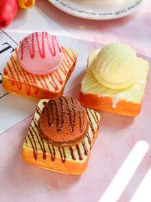 1pc Soft Slow Rebound Realistic Toast Ice Cream Bread Model, Commercial Sample Display, PU Material - Multicolor - View 5