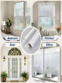 1卷装，宽度可选30/45/60/90厘米，隐私窗膜，自粘式隐私膜，不透明，无需胶水，防紫外线，装饰性彩色玻璃膜，窗帘，磨砂窗膜 - 彩色 - 查看 11