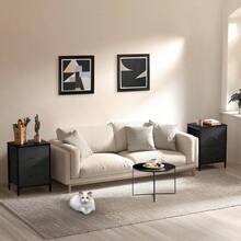 Office Furniture SetBuros para recamara Burós Mesa de Noche con 2 cajones Organizador de Tela para vestidor para Dormitorio Armario Pasillo guardería Mesa Auxiliar Mueble Lateral Negro - negro - Ver 8