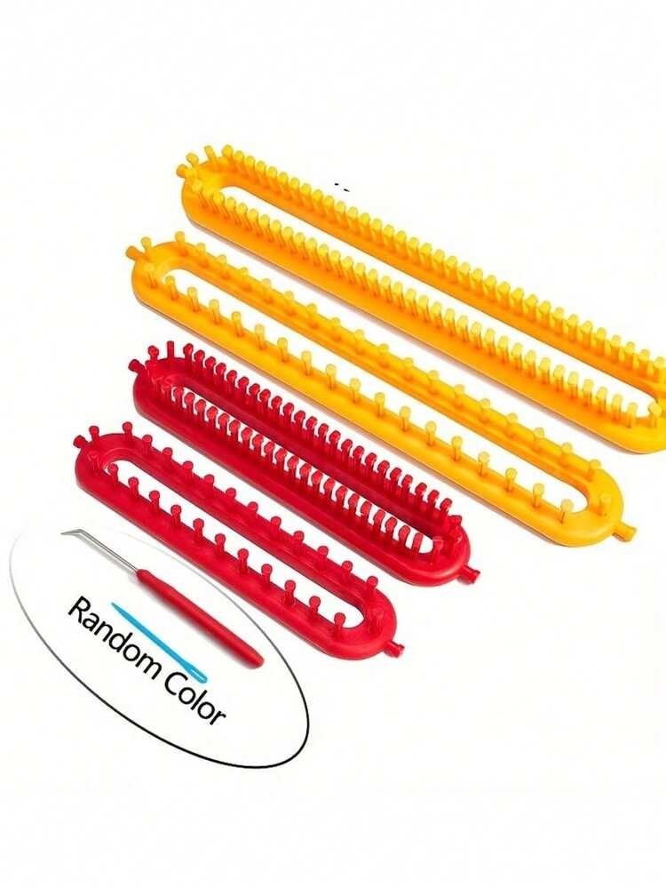Kit de Iniciante em Tricô Feito à Mão - Conjunto de Ferramentas de Tear de Tricô de Plástico, Inclui Ganchos de Crochê, Artesanato Feito à Mão para Todas as Estações, Cachecol de Malha Solta e Tecedor de Toalha, Máquina de Tricô Fácil de Usar - Multicolorido - Visão 8