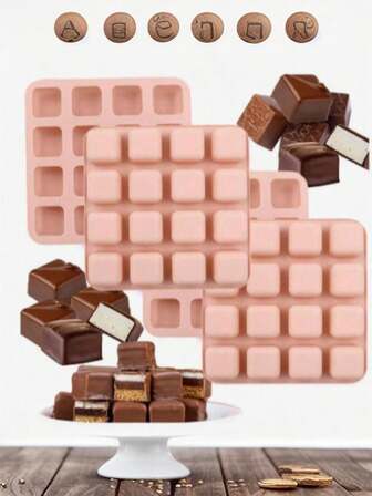 2pcs/1pc 16-Cavity Silicone Baking Mold, Suitable For Candy, Jelly, Handmade Soap, Cake Decoration, Chocolate Baking Mold, Chocolate Block Mold, Baking Tools, Home Baking Mold, Dessert Making Mold, Baking Mold Set