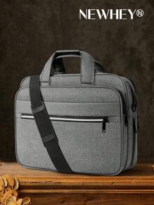 NEWHEY 15.6英寸笔记本电脑包，公文包款式，防水笔记本电脑手提包，可扩展笔记本电脑斜挎包，男士适用，适合旅行、商务和工作场合 - 灰色 - 查看 11