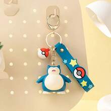Miniso Pokémon Snorlax Keychain - Realistic Expression + Portable Lanyard Daily Key & Backpack Personalized Decoration (With Poké Ball Accessory) (1 PC) - Multicolor - View 2