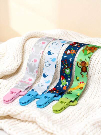 KUNT 1pc Cute Fabric Pacifier Clip, PP Duck Mouth Clip, Durable, 21cm Fabric Strap, Polyester Pacifier Clip