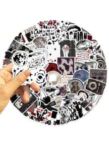 50张Y2K美学暗黑风格贴纸，Y2K市中心贴纸，Y2K礼物，复古贴纸，90年代贴纸，防水乙烯基贴纸，适用于信封、水瓶、电脑、笔记本电脑、手机、行李箱、笔记本、冰箱等。 - 彩色 - 查看 3