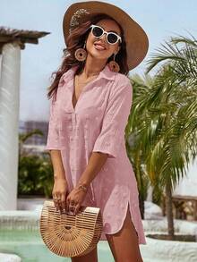 Women's Swimsuit Cover - Ups White Chiffon Bikini Swimwear Beach Dress Outfits Summer 6HQS - 粉色 - 查看 2