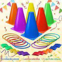 - Juego 3 en 1 para carnaval, conos de plástico blando, bolsas de frijoles, juegos de lanzamiento de aros para fiestas de cumpleaños infantiles, juegos al aire libre,36696612 - Multicolor - Ver 2