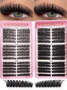 Asiteo 530 piezas de pestañas individuales con rizo D, surtido de 30D/40D/50D/60D/80D/100D, maquillaje de ojos de gato natural, pestañas postizas gruesas y esponjosas, kit de extensión de pestañas para uso diario, reutilizable, adecuado para vacaciones, viajes, también un regalo de Navidad y favor de fiesta ideal - Multicolor - Ver 1