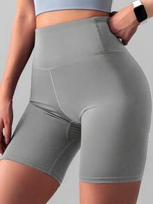 Soyun Women's Mid-Thigh Compression Shorts, Soft & Skin-Friendly, Suitable For Outdoor Yoga & Sports In Spring, Summer, Autumn - Grey - View 5