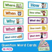 16 PCS Kids Question Word Flash Cards English Grammar Learning Tools Toddler Preschool Educational Vocabulary Cards Who What Where When How Language Practice Activity Cards - Apricot - View 12