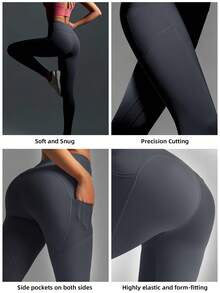 Soyun Quần thể thao liền thân có túi bên hông dành cho nữ, thích hợp cho yoga, thể thao ngoài trời và nâng mông vào mùa xuân. - Màu xám đen - Xem 8