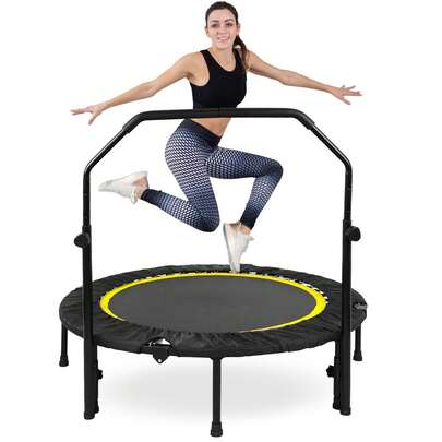  ADVWIN 48" Mini Trampoline Rebounder Max Load 200KG, Fitness Trampolines With Adjustable Foam Handle, Suitable For Adult And Kids Indoor/Outdoor Workout