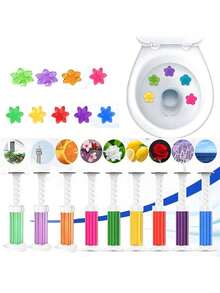 3/6件装 - 厕所清洁凝胶，花印厕所凝胶，花香厕所除臭凝胶，厕所清洁剂，除臭凝胶，浴室空气清新剂，适用于厕所、浴室、水槽清洁，返校用品（混合香味），浴室装饰，秋季装饰 - 彩色 - 查看 3