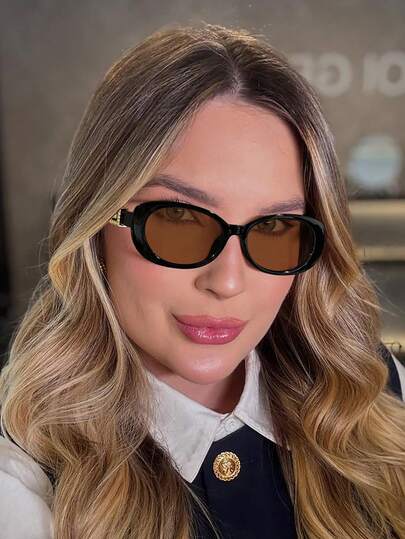 1 st damer vintage ovala bågar modeglasögon lätta bågar inget tryck vid användning skydd för utomhusbruk