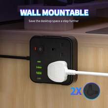 2026 New Multi-Function Power Strip/Socket With 2 Power Outlets, Equipped With (2 USB-A Ports + 2 Type-C Ports), Featuring A 2m/6ft Power Cord, Suitable For Home, Office, Kitchen, And Other Settings - 英規插(220-240V) - 查看 7