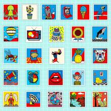 56pcs/Set Pop Art Stickers, Red Blue And Yellow Pattern Sticker Pack, Creative Decals For Festivals Cheering And Party, Decorative DIY Gifts, Artistic Stickers For Diary, Laptop, Notebook, Water Bottle, Phone Case, Aesthetics Stickers For Teens Adults, School Supplies - Multicolor - View 3