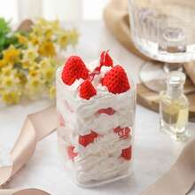 1 pieza Vela de ambiente con forma de pastel de crema y fruta, Vela aromática del Día de San Valentín, Vela de frasco de vidrio con aroma a fresa y chocolate, Adecuada para regalos de cumpleaños, Día de San Valentín, decoración de festivales, decoración de bodas, compañía y excelentes accesorios para fotografía - Multicolor - Ver 4