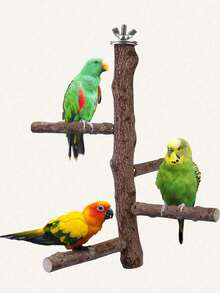 1个木制旋转鹦鹉架栖架笼配件，适用于鸟类 - 棕色 - 查看 7