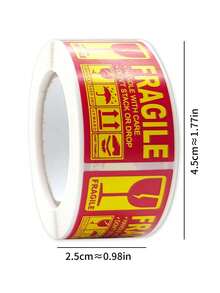 1 Roll Red Warning Fragile Handle With Care Adhesive Tape Label For Shipping Back To School - Yellow - View 7