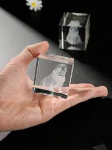 Customized Pet Memorial Crystal Cube, Pet Memorial Gift, Condolence And Mourning For Deceased Loved Ones, Pet Portrait, Personalized Pet Memorial Gift, Condolence Gift For Deceased Pets, Customized Laser Engraved Glass Desktop Decor, Multi-Functional, Colorful, Modern & Fashionable, Customized, Personalized, Unique, Ideal Gift For Him, Suitable For Anniversary, Valentine''s Day - Multicolor - View 10