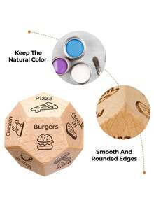 3pcs Food Dice, Fun Dinner Dice, Anniversary Couple Gift, Valentine's Day Gift, Adult Christmas Gift For Him/Her, Food Dice, Christmas Gift For Husband, Wife, Boyfriend, Girlfriend, Romantic Birthday Gag Gift, Christmas Date Night Creative - Khaki - View 5