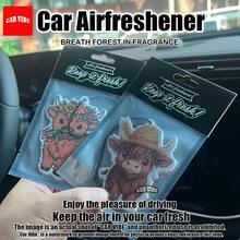 تصميم بقرة عالية الأرض، قرص معطر معلق على مرآة السيارة الخلفية، معطر هواء السيارة، قرص معطر للسيارة، زينة معلقة على مرآة الرؤية الخلفية للسيارة، تعليق ديكور السيارة، اكسسوارات داخلية للسيارة، هدايا خاصة للأصدقاء، عطر ورقي متين للمركبات، خالي من الكحول، سهل الاستخدام، تصميم مرح