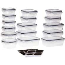 YQQ Juego de 16 recipientes herméticos para almacenamiento de alimentos organización y almacenamiento de cocina sin BPA contenedor de plástico transparente con tapas resistente a frio o calor.5735 - transparente - Ver 7