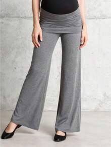 Womens Foldover Pants - Ultra Soft Stratum Tech Performance Elastic Mid Rise Wide Leg Casual Lounge Yoga Pants - Tro - Xem 1