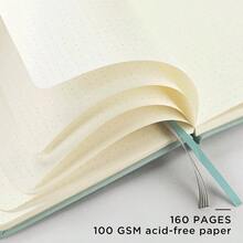 - Cuaderno de diario punteado, diario de piel de tapa dura A5, 160 pginas de papel de puntos grueso de g/, 3 hojas de calcomanas incluidas, 5. 8 pulgadas verde - Cian - Ver 4