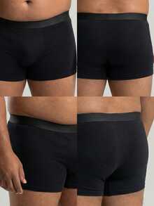 Set Of 4 Men's Plus Size Cotton Boxer Briefs, Anti-Thigh Pattern, Comfortable - 藏蓝色 - 查看 5